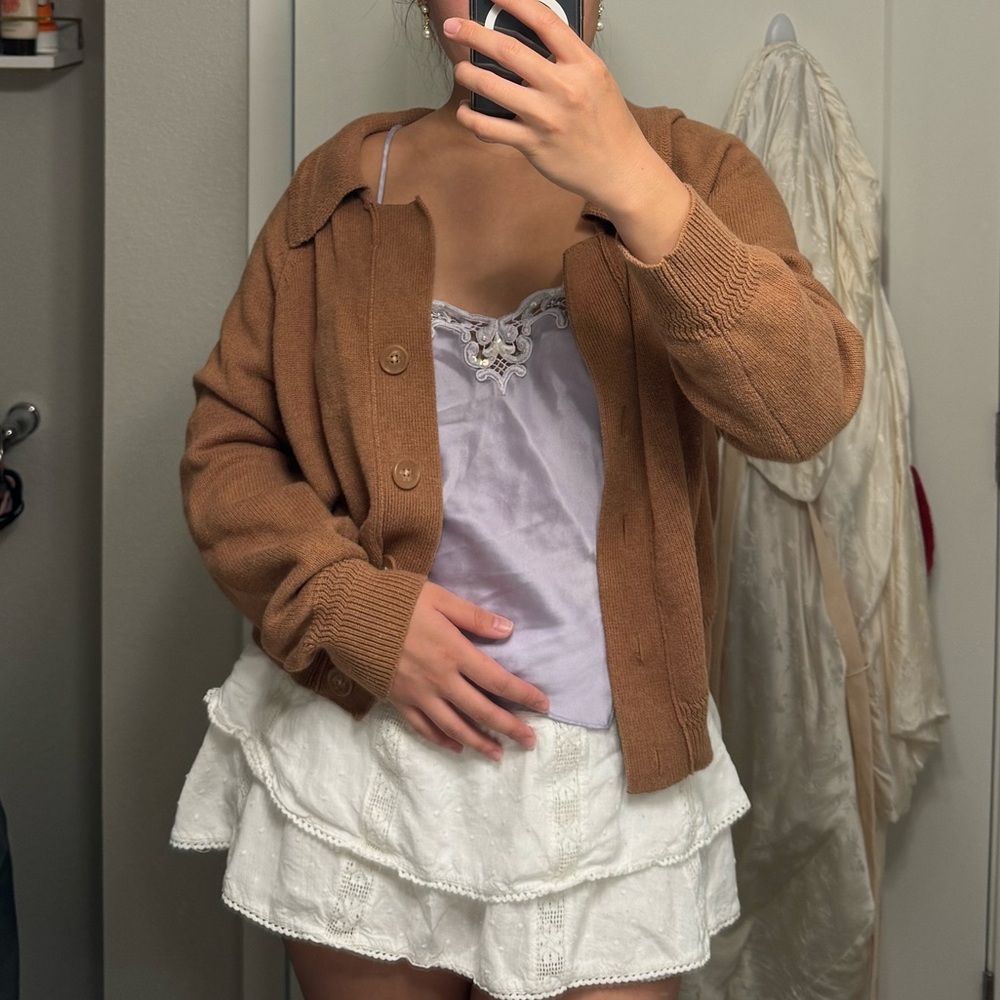 SOLD Tahari camel cardigan